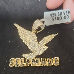 Gold & Silver 'Self Made' Pendant with Swarovski Crystal